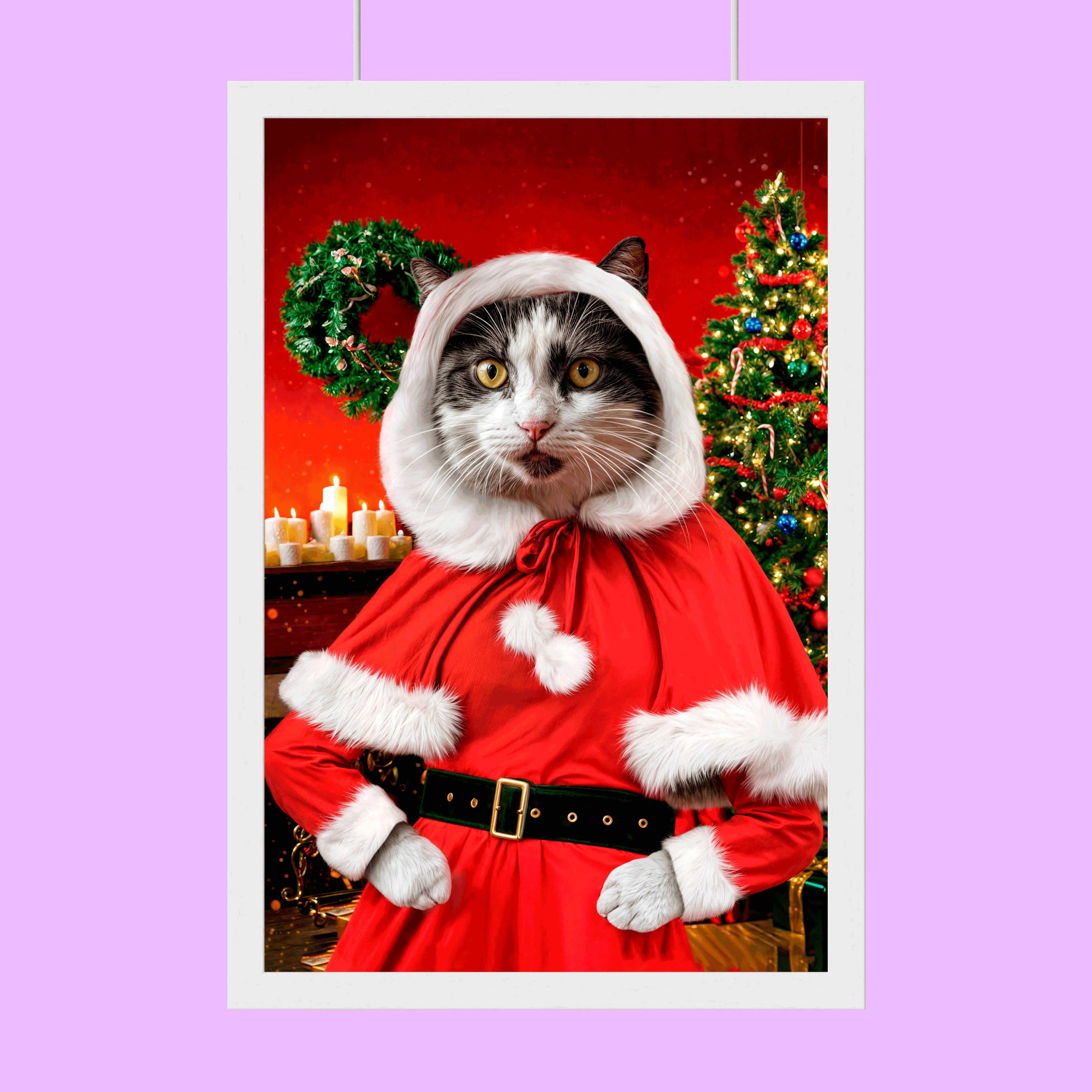 Holiday Santa Pet Portrait – Festive Custom Pet Art
